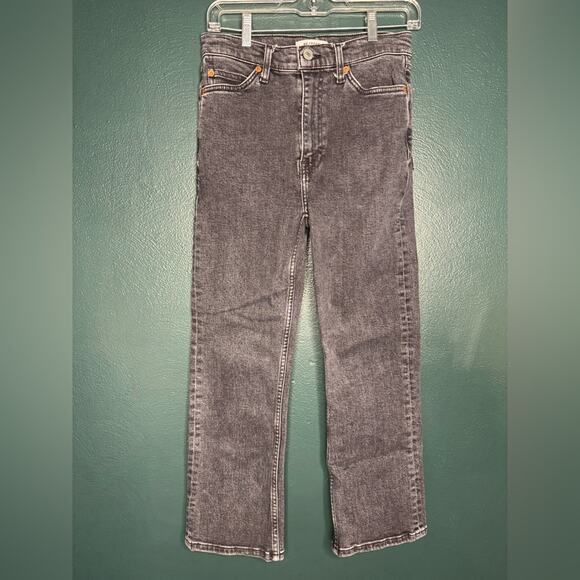 Re/Done 70's Crop Boot Jeans in Stoned Noir Dark Wash - Picture 2 of 6